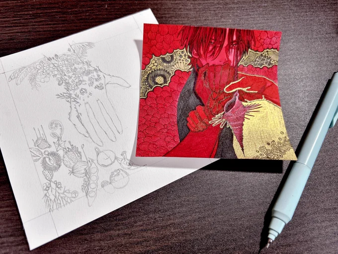 最近は朱に黙すの加筆と新しい展示の絵を制作したり、アクリル絵の具で模写や感覚練習もしてました。