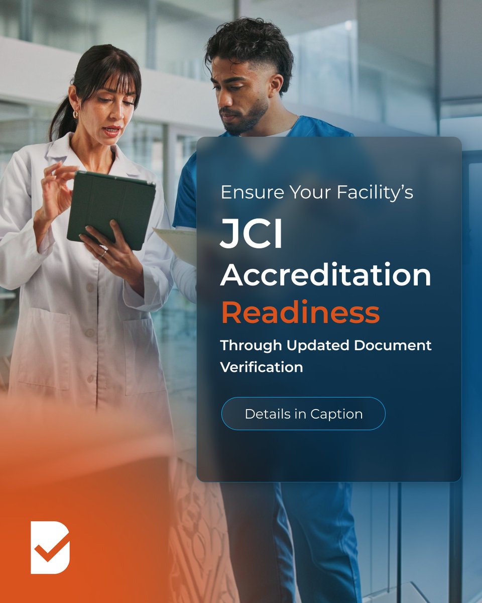 DataFlowGroup's tweet photo. Is your hospital management team aiming for a JCI accreditation? Ensuring that all healthcare staff have up-to-date DataFlow reports is essential for compliance and a smooth accreditation process.

Missing documents can cause delays that may impact your facility's accreditation status. Remind your team to check and update their DataFlow reports promptly — taking this proactive approach can help streamline the accreditation process.

Let’s achieve accreditation success together! Click on the following link to start: https://t.co/A9Q013DPSY

-هل فريق إدارة المستشفى التي تعمل بها يسعى للحصول على اعتماد اللجنة الدولية المشتركة؟ يعتبر تحديث و إكمال ملفات بتقارير داتافلو للممارسين الصحيين من ضروريات إكمال و اعتماد المنشأة بشكل ناجح.
قد يتسبب نقص التحقق من الشهادات في حدوث تأخيرات تؤثر على حالة الاعتماد، لذلك يرجى  تذكير الممارسين الصحيين لديك بمراجعة تقارير داتافلو الخاصة بهم وتحديثها على الفور لتجنب التعطل عن الحصول على ااعتماد اللجنة الدولية المشتركة.

ابدأ التحقق للحصول على الاعتماد من خلال التالي: https://t.co/A9Q013DPSY

#DataFlowGroup #HealthcareProfessionals #CredentialVerification #PrimarySourceVerification #JCIAccreditation
