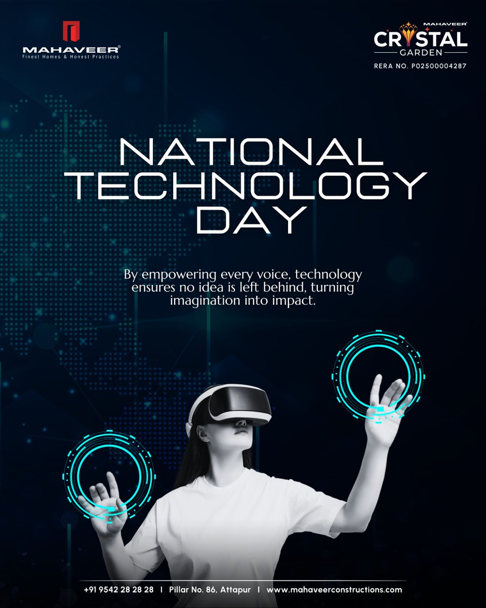 MHVConstrutions's tweet photo. 🚀 Celebrating National Technology Day 🇮🇳

Technology is not just shaping the future — it’s transforming the way we live, work, and build dreams. 🏗️✨

At Mahaveer Constructions, we believe innovation and smart technology create better homes, stronger communities, and a brighter tomorrow. 🌿🏙️

On this National Technology Day, let’s honor the power of innovation that continues to redefine modern living.

💡 Building Tomorrow with Technology Today.

— Mahaveer Constructions

#NationalTechnologyDay #Innovation #TechnologyDay #FutureReady #SmartLiving #MahaveerConstructions #RealEstate #ModernLiving #DigitalIndia #ConstructionInnovation #TechForTomorrow https://t.co/GSYccNcAAZ