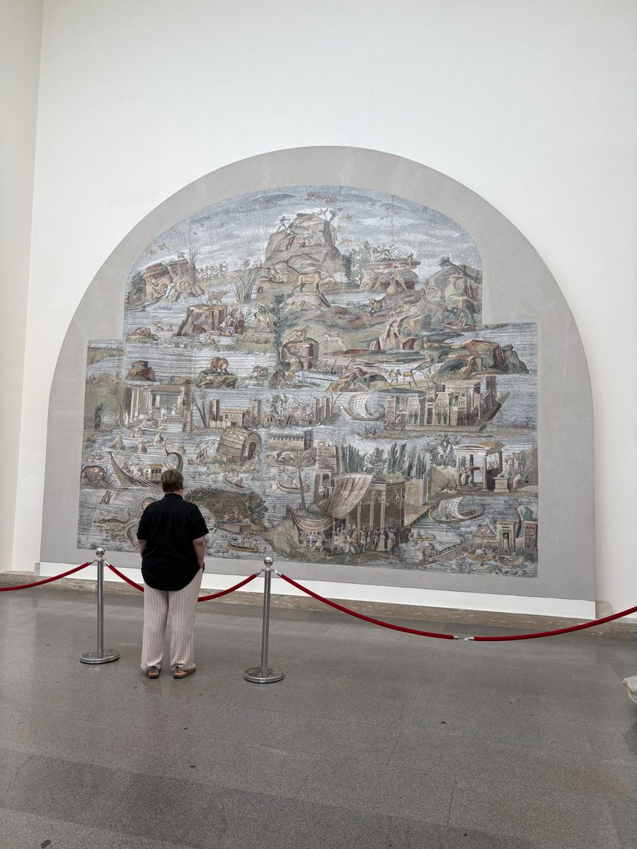 GrandTouristUK's tweet photo. #Palestrina #Nile mosaic at Palazzo Colonna Barbarini in hills east of Rome. 2nd C BC Roman #mosaic made by craftsman fm Alexandria, Egypt mentioned by #Pliny commissioned by Sully military + political leader. River Nile fm source to sea graphic artistry + #superb #storytelling https://t.co/1BV9wl3O6v