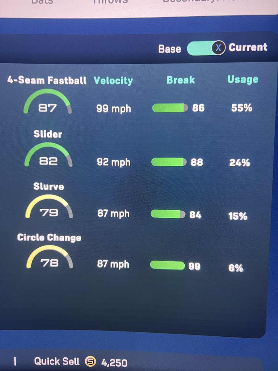 Crossmapsnipes's tweet photo. @EveryPhillyTeam @Nutzypoo_ttv Well that’s break %, there’s Usage % and another number directly under the pitch name https://t.co/Fr70WW7hXS