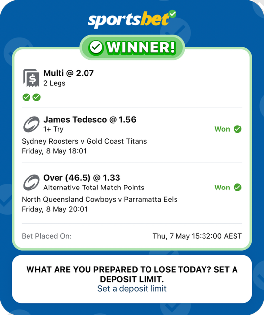 SlipsTipsHQ's tweet photo. 11 winners in 3 days ✅

🏉 NRL
🏀 NBA
🏉 AFL
Big week for the community 💰 https://t.co/7RFVPm0x6r