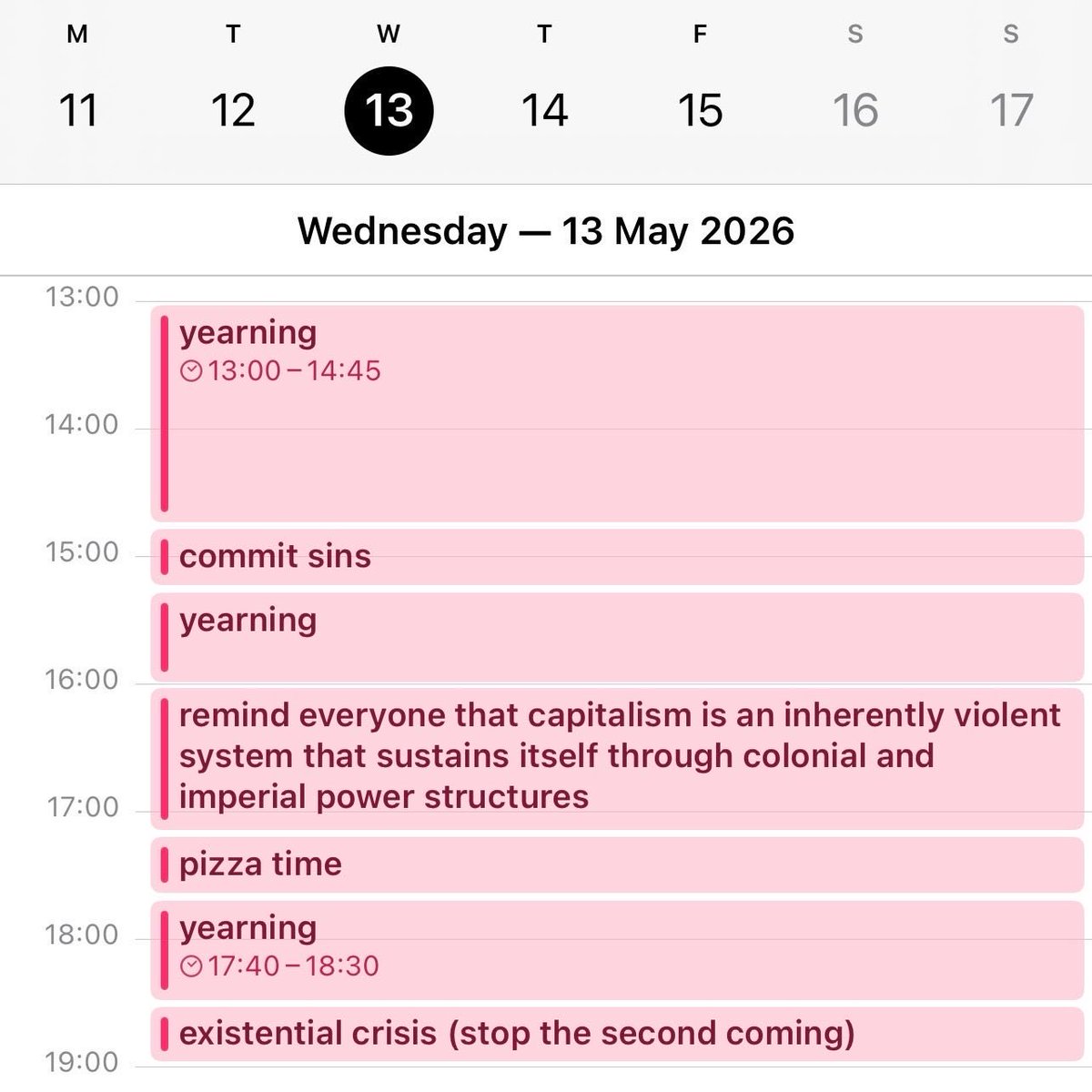 Meanwhile, Crowley’s calendar app: