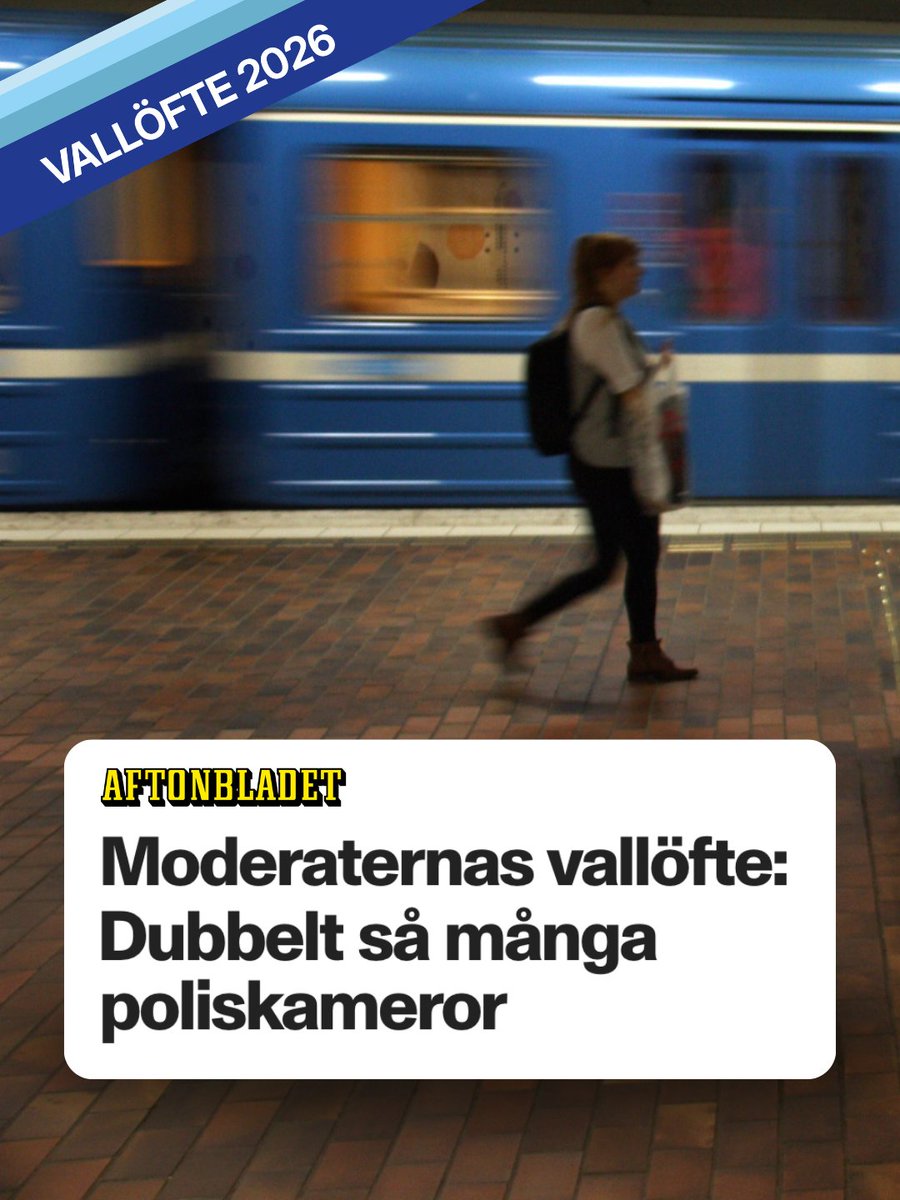moderaterna's tweet photo. Du ska kunna känna dig trygg när du går hem på kvällen.

Moderaternas nya vallöfte är därför att dubblera kameramålet från 5 000 till 10 000 kameror i Sverige 2029.

Kameror hjälper polisen att förebygga brott innan de sker och utreda dem när de väl sker. Det visar erfarenheter från New York och London där man med hjälp av bland annat kameror har kunnat trycka tillbaka brottsligheten.

Trygghet är en frihetsfråga. Alla ska kunna känna sig trygga i sitt eget bostadsområde och barnen ska kunna ta sig hem från träningen utan att du sitter och oroar dig. Sverige ska bli ett tryggare, friare och mer rättvist land att leva i.