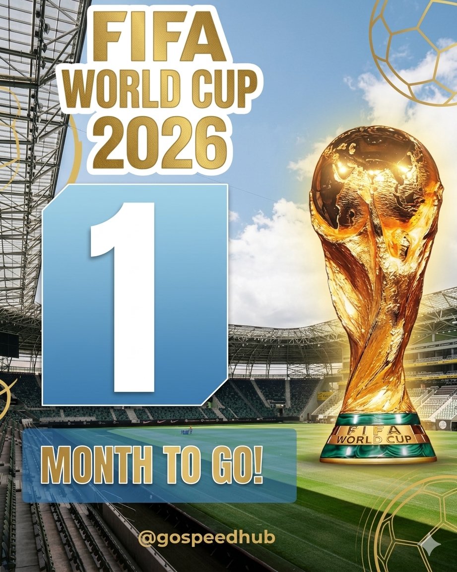 GoSpeedHub's tweet photo. One month to go until the world turns its eyes to FIFA World Cup

#FIFA #WorldCup #FootballSeason #OneMonthToGo #GameOn https://t.co/JZQAgNL9F7