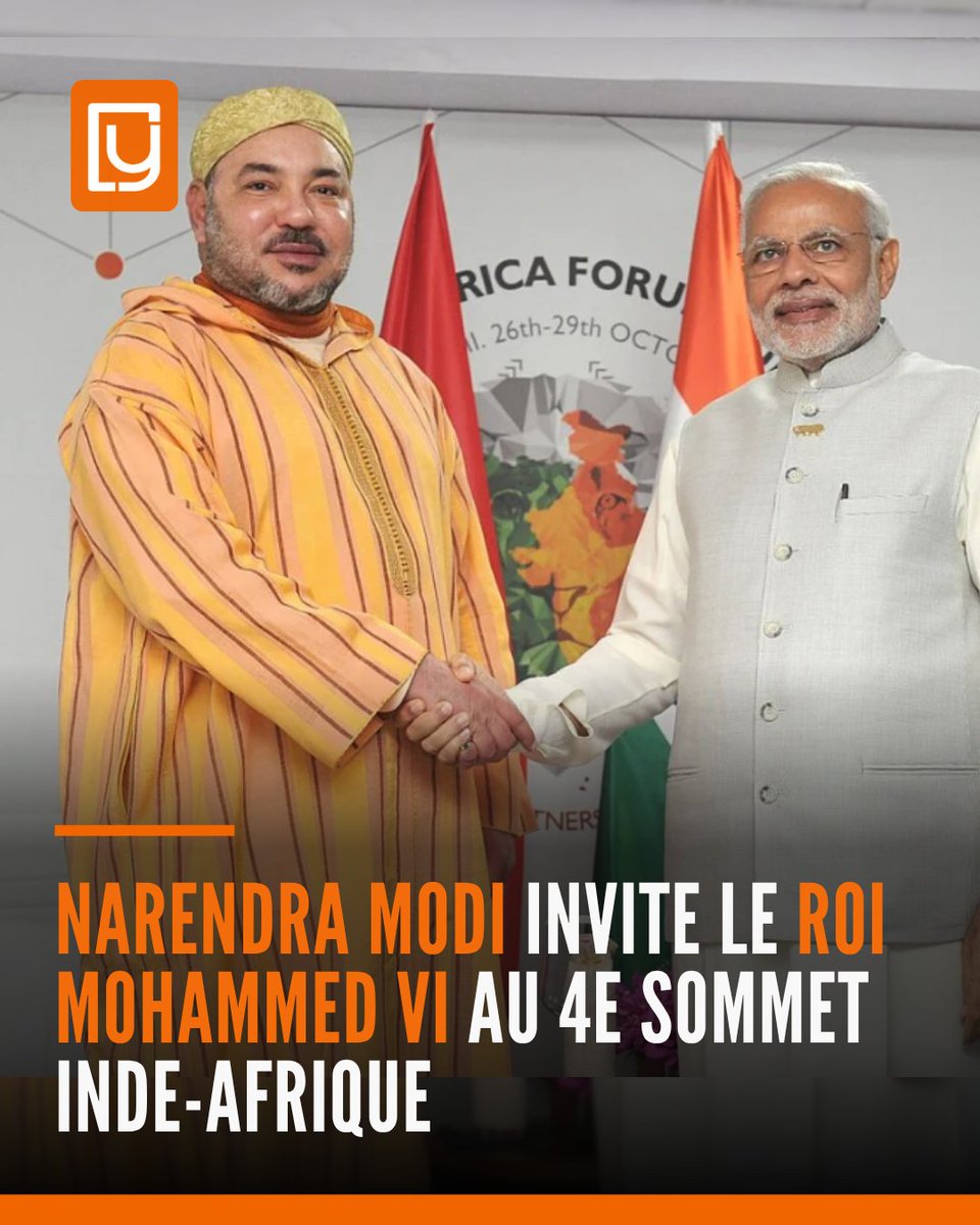 yabiladi_fr's tweet photo. 🇲🇦🇮🇳 Narendra Modi invite le roi Mohammed VI au 4e sommet Inde-Afrique
🔗 : https://t.co/sQdIACA5dK
#Maroc #Inde #MohammedVI #NasserBourita #NarendraModi #Diplomatie #IAFS https://t.co/FptLIKV4X6