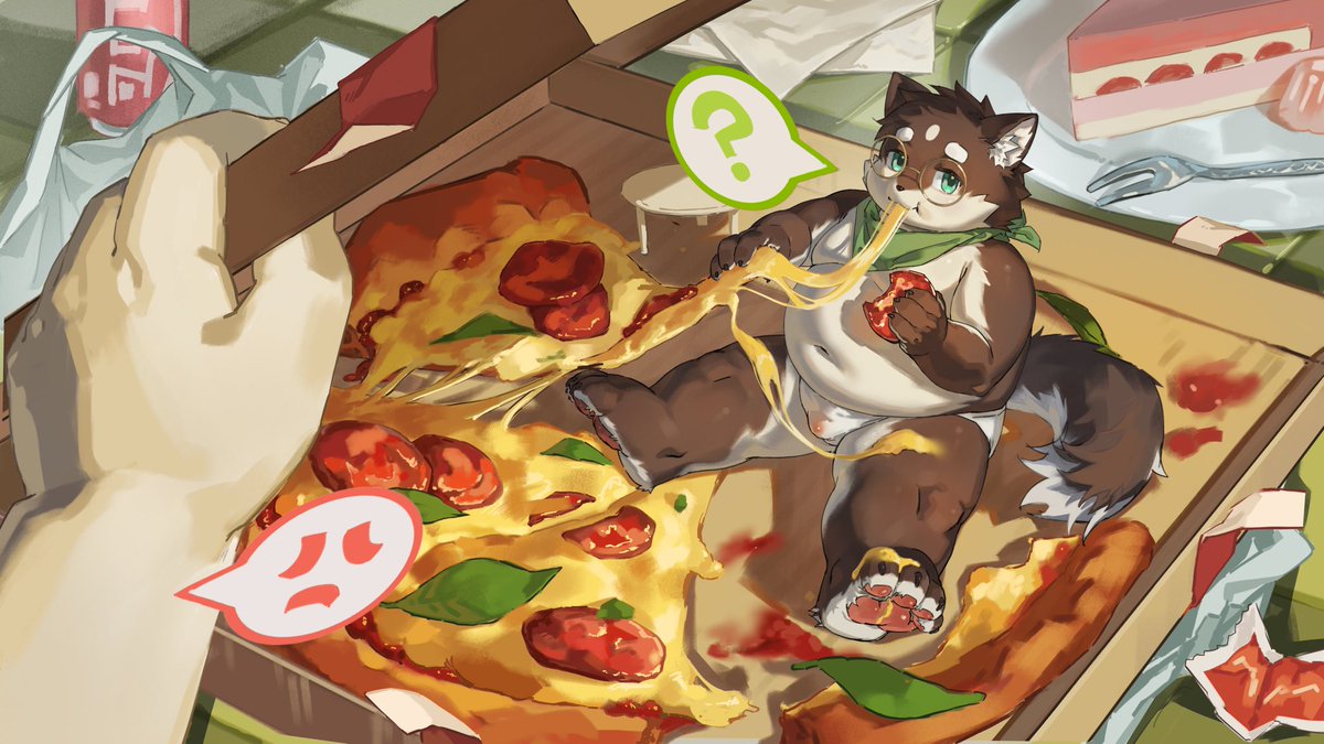 shiroi_mizu_'s tweet photo. 偷吃被发现噜🍕🍕 https://t.co/sSEFvPSsmn