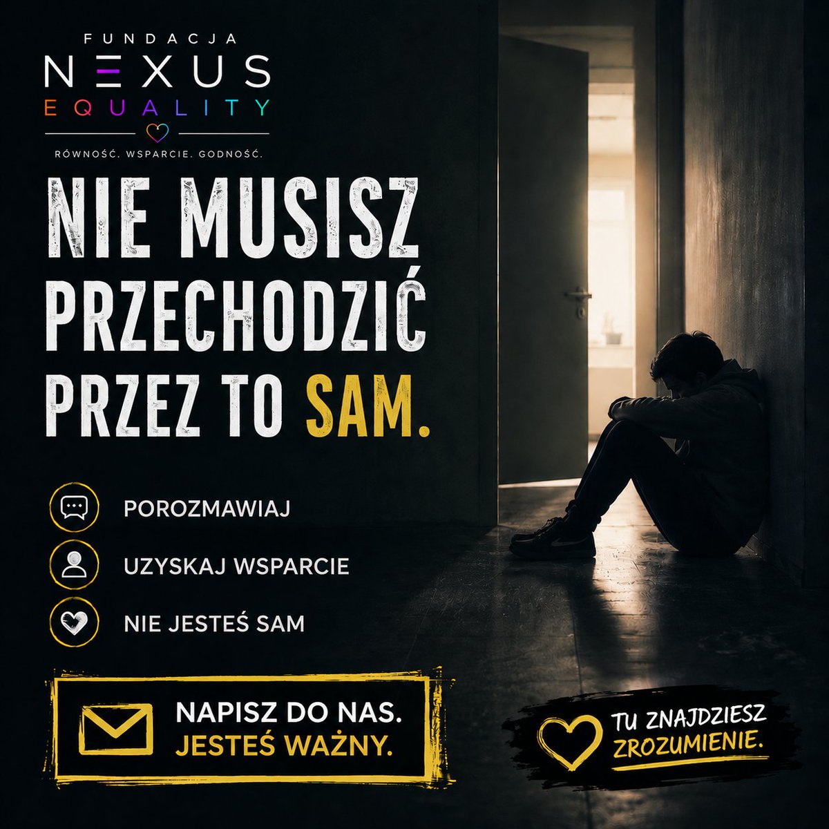 nexusequality's tweet photo. Państwo mówi ludziom: „radźcie sobie sami”.
Internet mówi: „nikogo to nie obchodzi”.
A potem wszyscy są zdziwieni skalą samotności i depresji.

Dlatego powstała Fundacja Nexus Equality.

Jeśli potrzebujesz rozmowy, wsparcia albo po prostu człowieka po drugiej stronie - napisz.
Czasem jedno „co się dzieje?” ma większą wartość niż cały system.

📩 Wiadomości są otwarte.

#samotność #wsparcie #depresja #ZdrowiePsychiczne