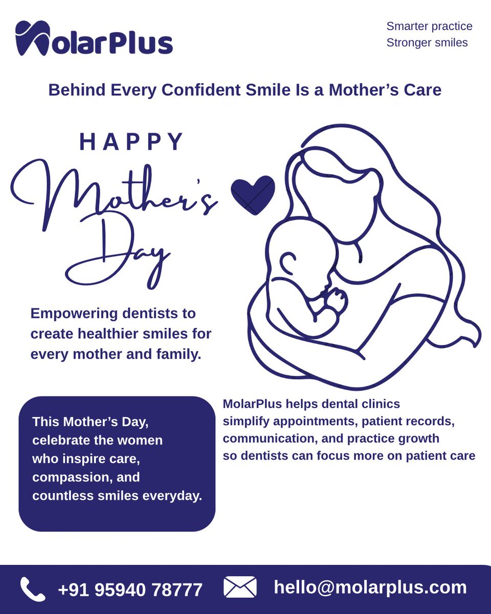 Molarplus_'s tweet photo. To the moms behind every healthy smile — Happy Mother’s Day! 💙🦷🌸

Celebrating the care, love, and strength that brighten every family and every smile.

#MothersDay #MolarPlus #DentalCare #HealthySmiles #DentalClinic https://t.co/4NJcbwpZyx