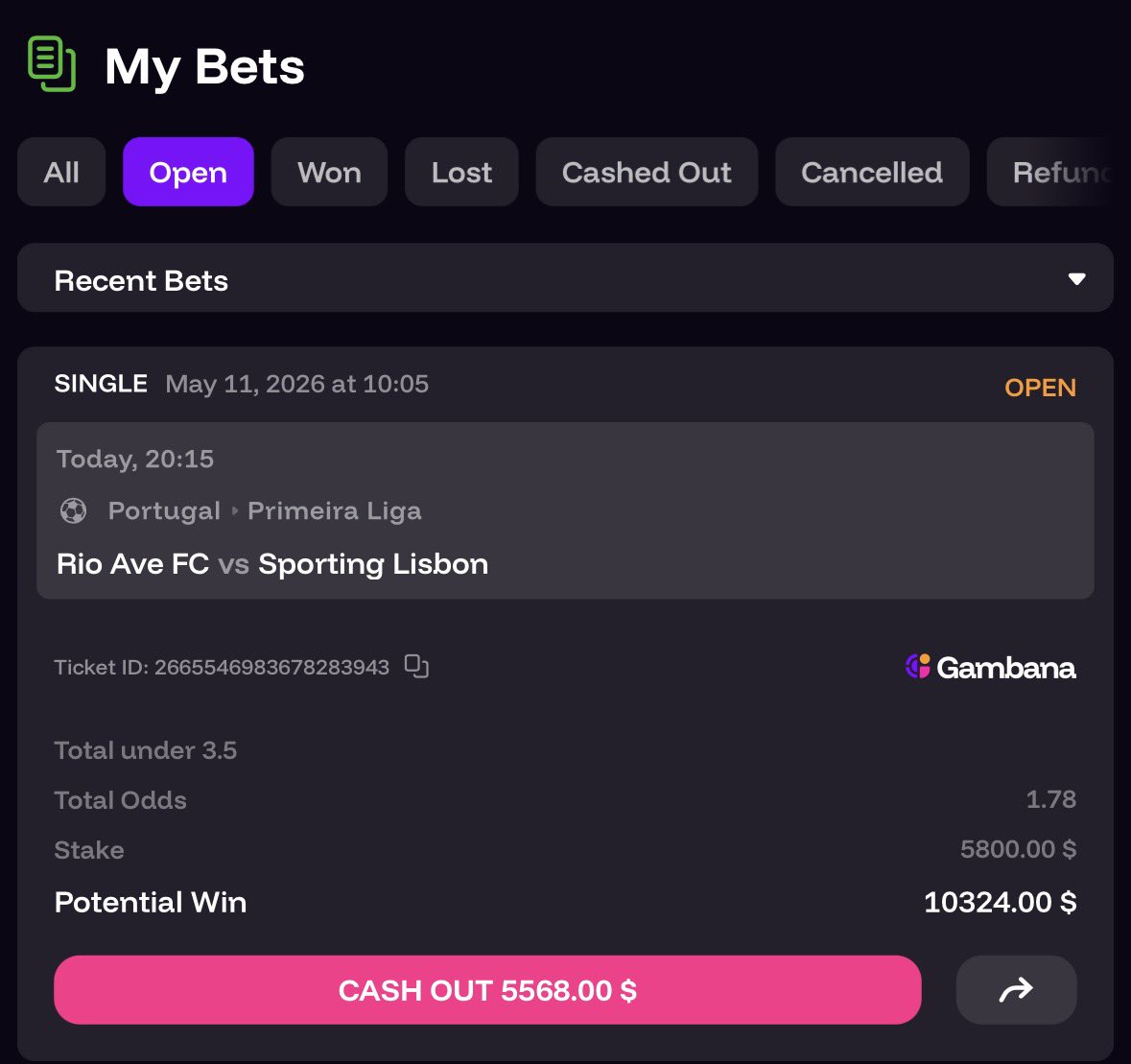 CNPbetting's tweet photo. ⚽️ ELITE PLAY MAIN BET 

🇵🇹 Rio Ave vs Sporting CP
✅ Under 3.5 Goals @ 1.76

📊 Model Probability: 68%
📈 No-Vig Market: 53.2%
🎯 Final Edge: +8.8%
💰 Stake: 3 Units

Projected Score:
0-1 / 0-2 Sporting

Projected xG:
Rio Ave 0.72
Sporting 1.88

Why I like it:

Sporting should dominate possession and territory, but Rio Ave’s most likely setup is a deep defensive block with very limited attacking volume.

That creates a controlled game script rather than a chaotic shootout.

Sporting’s ML price already looks inflated, but the totals market still appears too high for the expected tempo and shot profile.