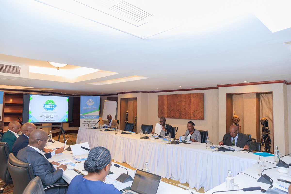 UECCC1's tweet photo. @UECCC1 Board of Directors headed by @rggoobi
presented the Company's Audited Financial Statements for the Year 2024/2025 to the Members @mofpedU @MEMD_Uganda and @PSF_Uganda at the 12th Annual General Meeting held on 08/05/26. https://t.co/tsLxm82pyx