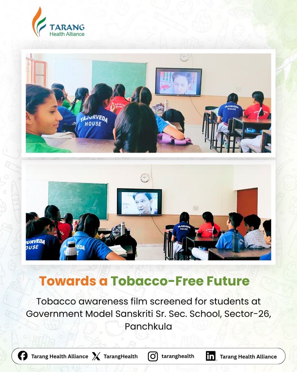 Awareness at the right age can shape healthier futures.

We conducted a tobacco awareness video session for students at Govt Model Sanskriti Sr Sec School, Panchkula, Haryana, highlighting the harmful effects of #tobacco and the importance of informed #lifestyle choices.