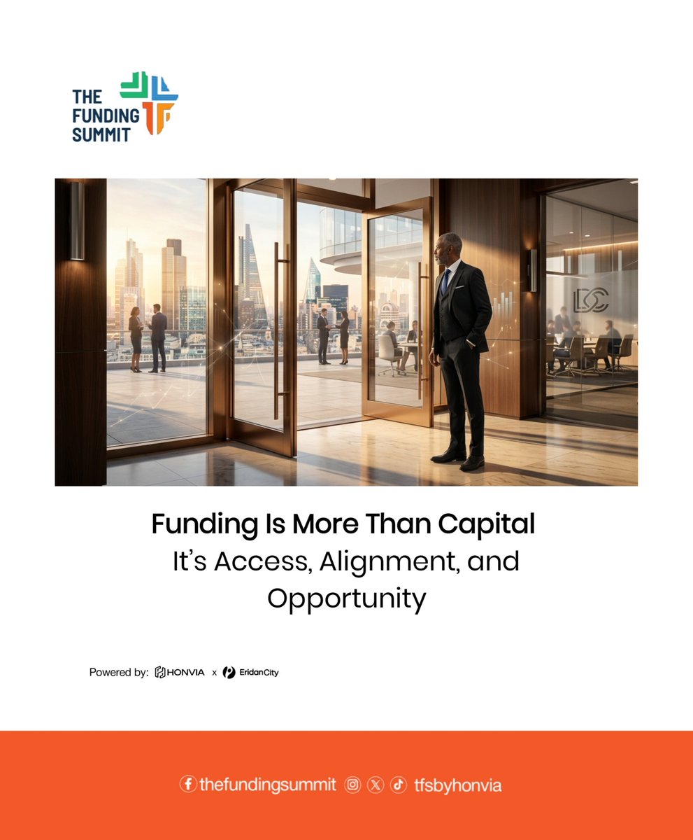 Tfsbyhonvia's tweet photo. Africa is filled with innovation, ambition, and high-growth potential.

🚀 The future belongs to founders and investors willing to build strategically.

🔗 Join Waitlist 👇🏽
https://t.co/C3tpI9VoEI

#TFS2026 #FundingSummit #CapitalMarkets  #FutureOfFunding https://t.co/MO02sxauKX