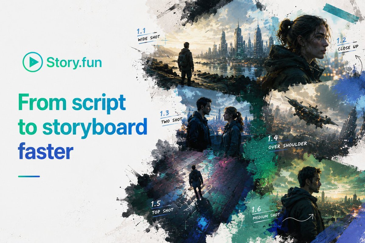 Storydotfun's tweet photo. Writing the script is fun.

Turning it into scenes, shots, angles, and camera movement?
That part usually needs another coffee.

https://t.co/tJclcq0P2e uses AI to help break down scripts and build storyboards in one click — so the creative part doesn’t get buried under the production work.

#StoryFun #AIVideo #AIStorytelling #VideoEditing #CreatorTools