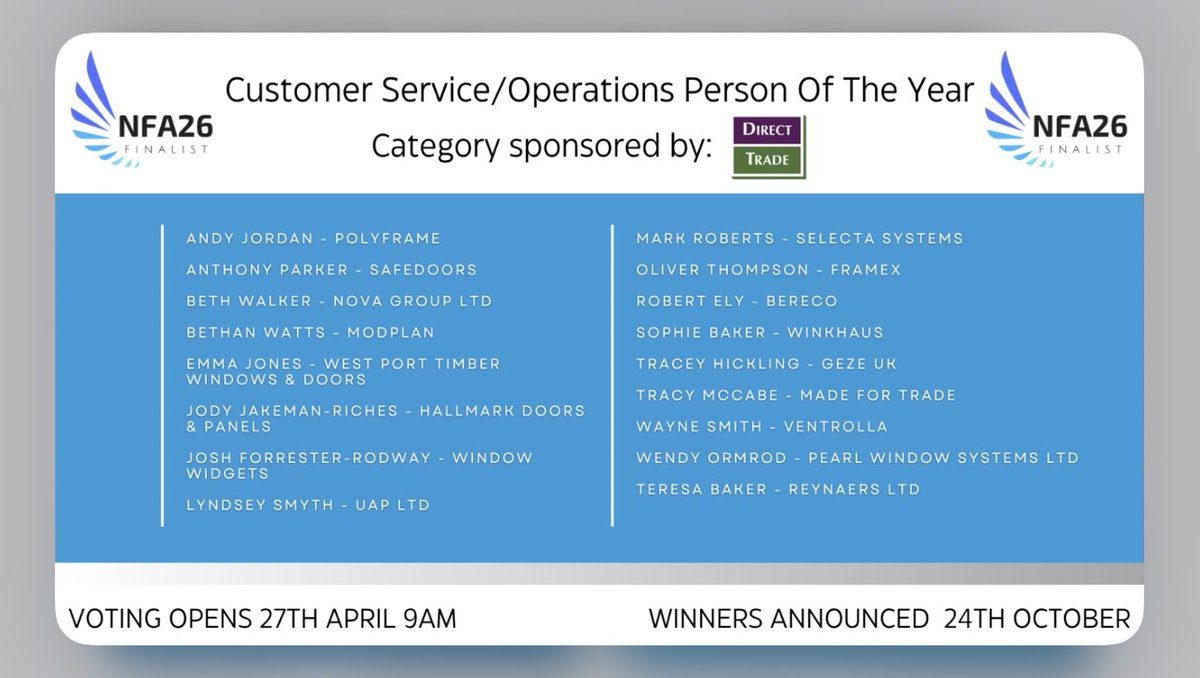 PearlWindows's tweet photo. Please vote for our lovely Wendy in the @NatFenAwards  Fenestration Awards: Customer Service Person of the Year!

Link to vote: https://t.co/TtC68M1qZA https://t.co/fapGn4iWy5