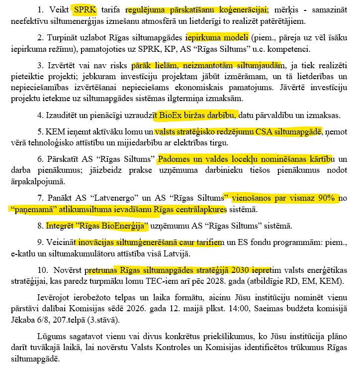 AndrisKulbergs's tweet photo. Rītdien 14:00 pēdējā siltuma PIK izmeklēšanas sēde Saeimā, kur visas iesaistītās puses (SPRK; @Latvenergo ; @RSiltums ; @EM_gov_lv; KEM; @RigasDome; @KPgovLV) tiek sauktas pie viena galda vienoties par tālāko risinājumu. Šie būs būtiskākie jautājumi, lai samazinātu siltum tarifu un sakārtotu siltumsaimniecību ilgtermiņā:
➖SPRK tarifa regulējuma pārskatīšanu koģenerācijai
➖uzlabot Rīgas siltumapgādes iepirkuma modeli
➖Izauditēt BioEx biržas darbību
➖KEM valsts stratēģisko redzējumu CSA siltumapgādē
➖RS īpašumstruktūras izmaiņa - viens īpašnieks

Visām iesaistītajām pusēm ir jāierodas ar piedāvājumu risinājumam

PIK sēdi beigsim tad, kad būsim vienojušies par būtiskākajiem risinājumiem siltumjautājuma sakārtošānā