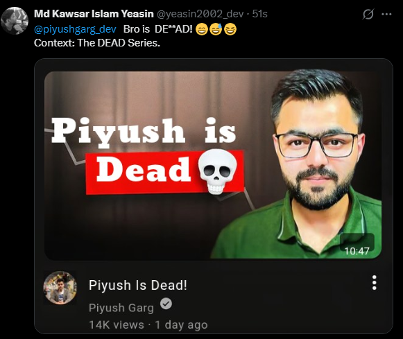 yeasin2002_dev's tweet photo. @shub0414 LOL 😅😅 https://t.co/whupGemCzM