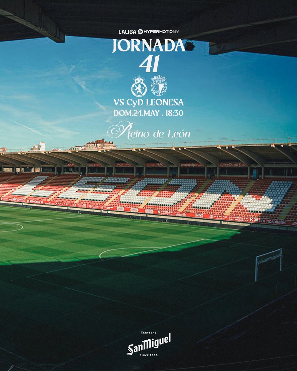 📆 Horario de la Jornada 41
🆚 <a href="/CyDLeonesa/">Cultural y Deportiva Leonesa</a> 
⌚ Dom. 24 de mayo (18:30h)
🏟️ Reino de León

#CulturalBurgosCF
#BurgosCF