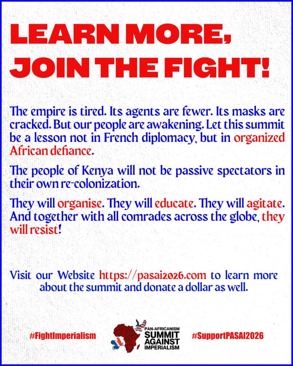 GamaPintoSchool's tweet photo. Join the @CommunistsKe in resisting French Imperialism in Africa ✊🏿
#FranceOutOfAfrica https://t.co/1fwfylProU https://t.co/dKJzMPUhGN