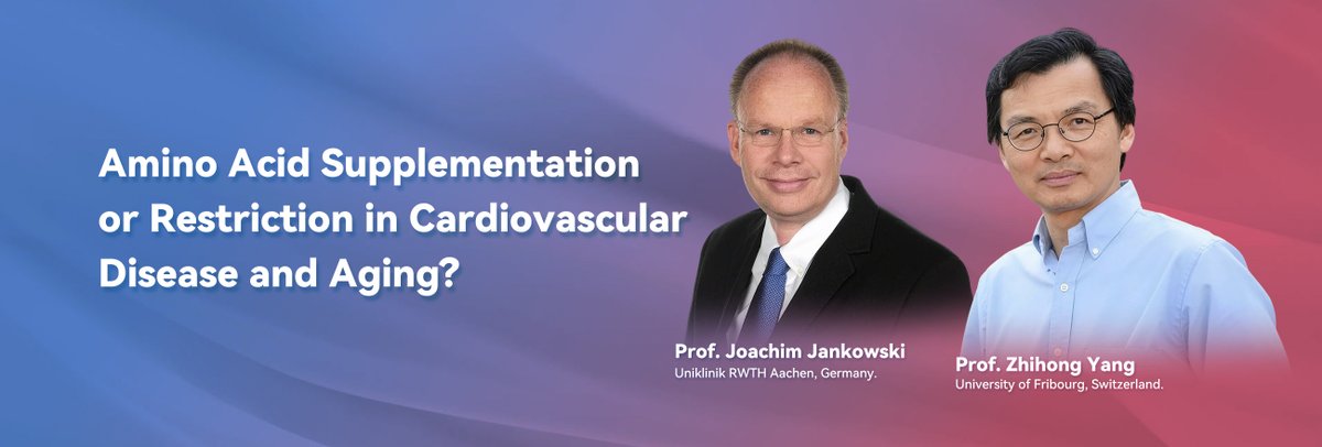 JCA_Journal's tweet photo. 🎥 Webinar Replay Available!🧐
Topic: Amino Acid Supplementation or Restriction in Cardiovascular Disease and Aging?
Speakers:
Prof. Zhihong Yang
Prof. Joachim Jankowski
Watch now 👇
https://t.co/hkOrpYhWPT
#Cardiology #Aging #AminoAcid https://t.co/EvlCPDuxSs
