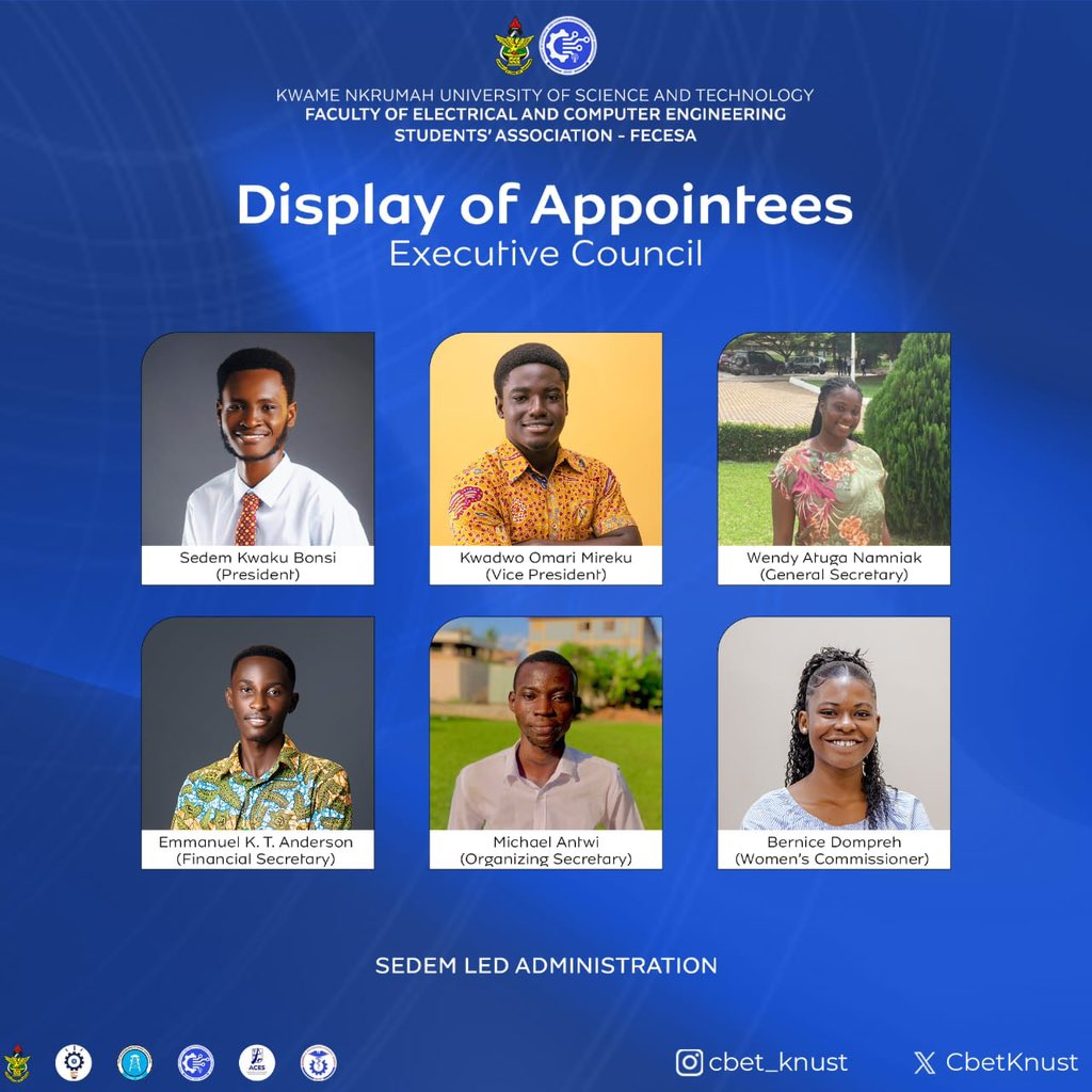 cbet_knust's tweet photo. 𝐍𝐄𝐖 𝐄𝐑𝐀. 𝐍𝐄𝐖 𝐄𝐍𝐄𝐑𝐆𝐘. 𝐍𝐄𝐖 𝐄𝐗𝐄𝐂𝐔𝐓𝐈𝐕𝐄𝐒 ⚡

The circuit is complete.
Meet the team set to lead 𝐅𝐄𝐂𝐄𝐒𝐀 with excellence, vision, and impact. 🎯🏗️

More than executives — they are your voice, your advocates, and your leaders. 🤝🎓 https://t.co/mrCixGWb5d