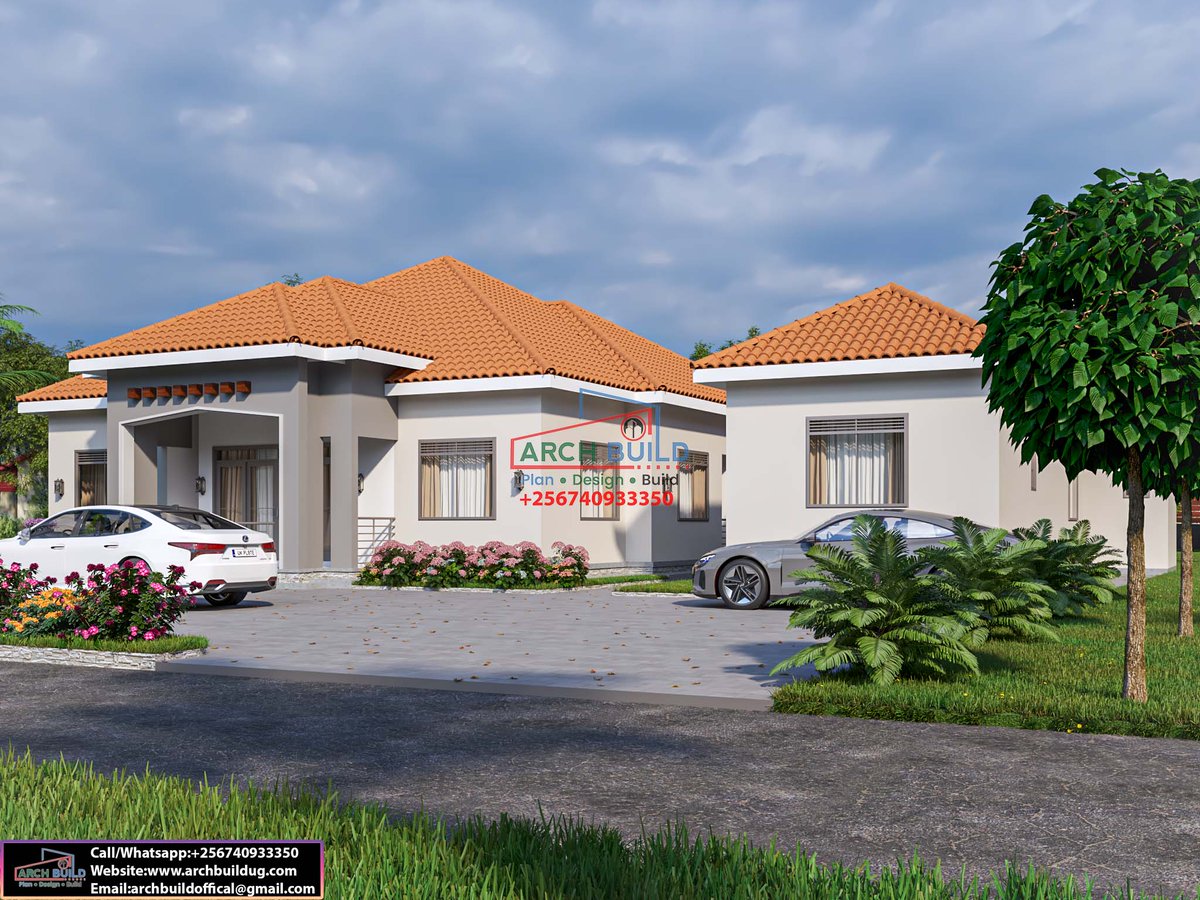 ArchBuildUg's tweet photo. 4-Bedroom house plan designed to fit on a plot of 50*100ft     
GROUND FLOOR     
• Sitting room     
• Indoor dining     
• Open kitchen     
• Breakfast dining     
• Pantry     
• Laundry     
• Kitchen veranda     
• Visitors’ bedroom self-contained with a veranda     
• General bath     
• Master bedroom. 5* designed     
• Master balcony     
• Walk-in closet with his and hers for Master bedroom    • Master bath     
• Boys’ bedroom      
• Girls’ room

Boys Quater  
• Store 
• Self-contained bedroom  ___________________________________     
Plan Design Build      
__________________________________       
To get in touch with us,       
Call/WhatsApp: ￼⁨0740933350       
Email: archbuildoffical@gmail.com