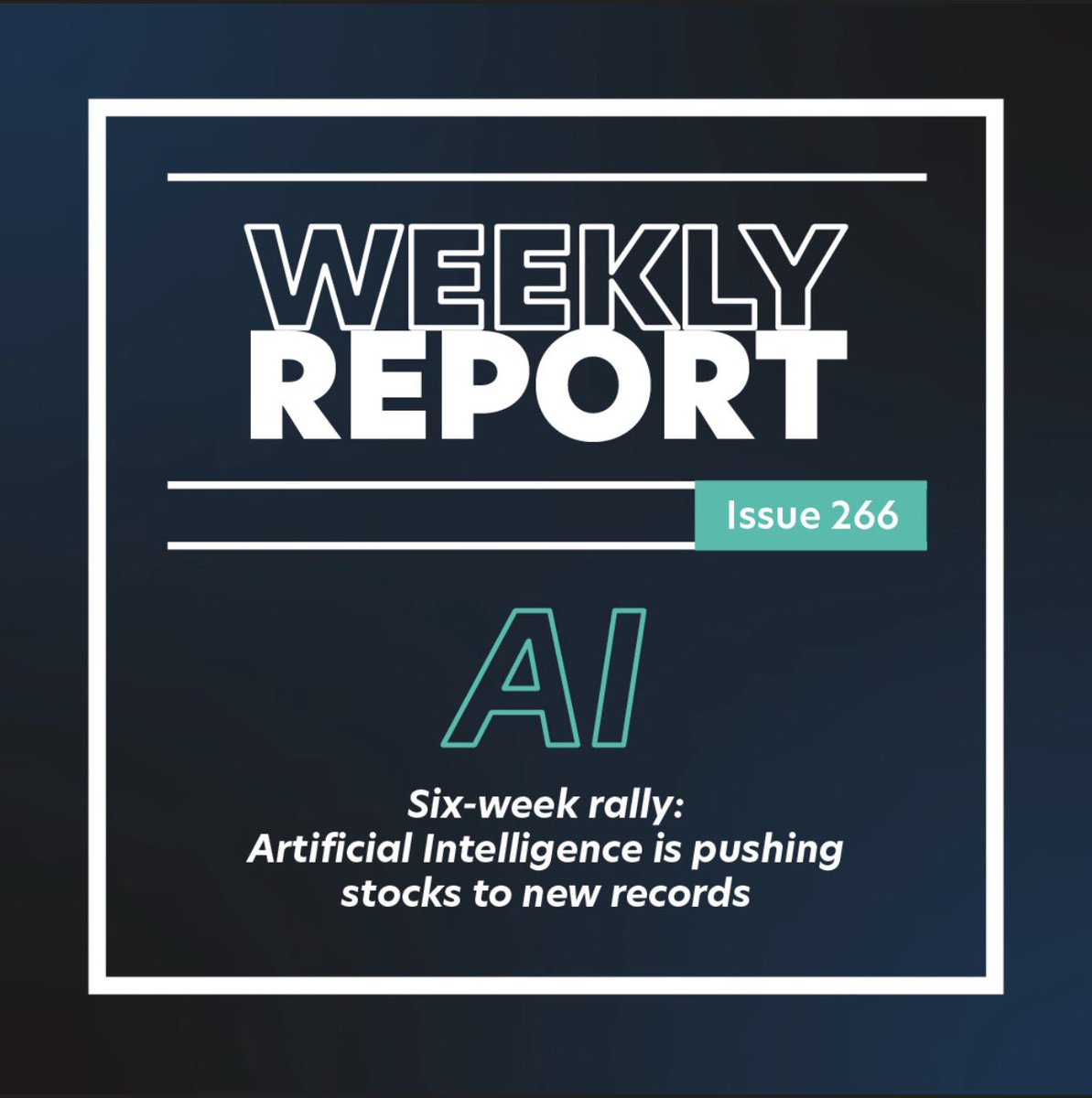XSpotwealth's tweet photo. Read our latest Weekly Report with the title "Six-week rally: Artificial Intelligence is pushing stocks to new records". 👉Read here - https://t.co/BrBvDP2dgS  #xspotwealth #investmentresearch #economy #stocks #investments #marketanalysis https://t.co/jAbbyU6YSW