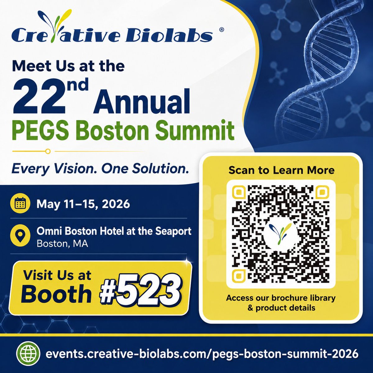 creativebiolabs's tweet photo. Wrapping up Day 1 at #PEGSummit Boston 2026.
Creative Biolabs was pleased to attend today’s sessions. Our team is preparing to welcome attendees at Booth #523 in the days ahead. Looking forward to more conversations on biologics discovery and development. #antibody #biologics https://t.co/FShqPe1D3T