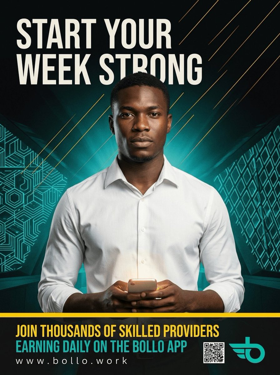 bollo_work's tweet photo. Monday don show! Join thousands of skilled providers earning daily on Bollo. Your skills fit pay daily—no wahala. Start now! #BolloApp #EarnDaily #CameroonServices https://t.co/PD9WYIJKAV