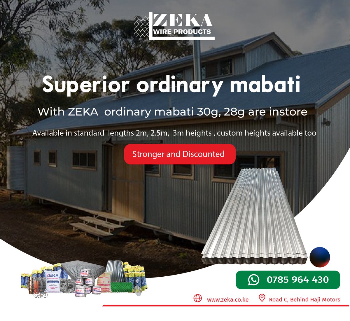 WireZeka's tweet photo. #kenya #nairobikenya #KenyaConstruction buy our fully galvanized roofing sheets today and experience the real difference, 30g and 28g mabati are available to order call 0705964430 https://t.co/qBYb4zU2wY