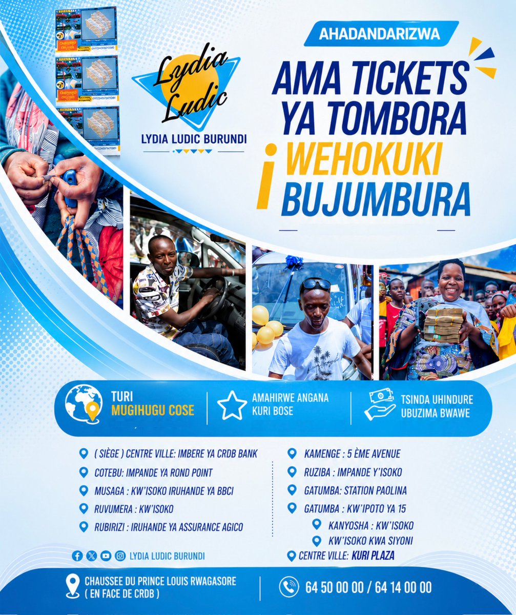 LLBurundi's tweet photo. La chance est toujours au rendez-vous.
Continuez à tenter votre chance ✨
Les gains continuent de pleuvoir ! 🔥
@Sir_Umuhirwaa2
#zigumazigaba #wehokuki #tombola https://t.co/EQyHUTbmEJ