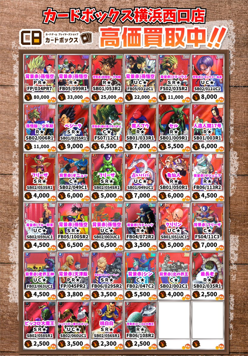 ドラゴンボールFW買取情報！ 背景赤)孫悟空 PR☆ 80000 背景赤