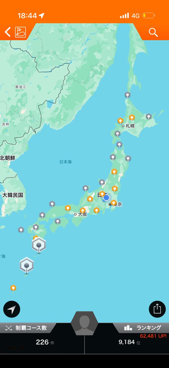 and_turf's tweet photo. GORAのゴルフ場制覇マップ入れてみたら226コースだった😚 https://t.co/FqmpWOBAZK
