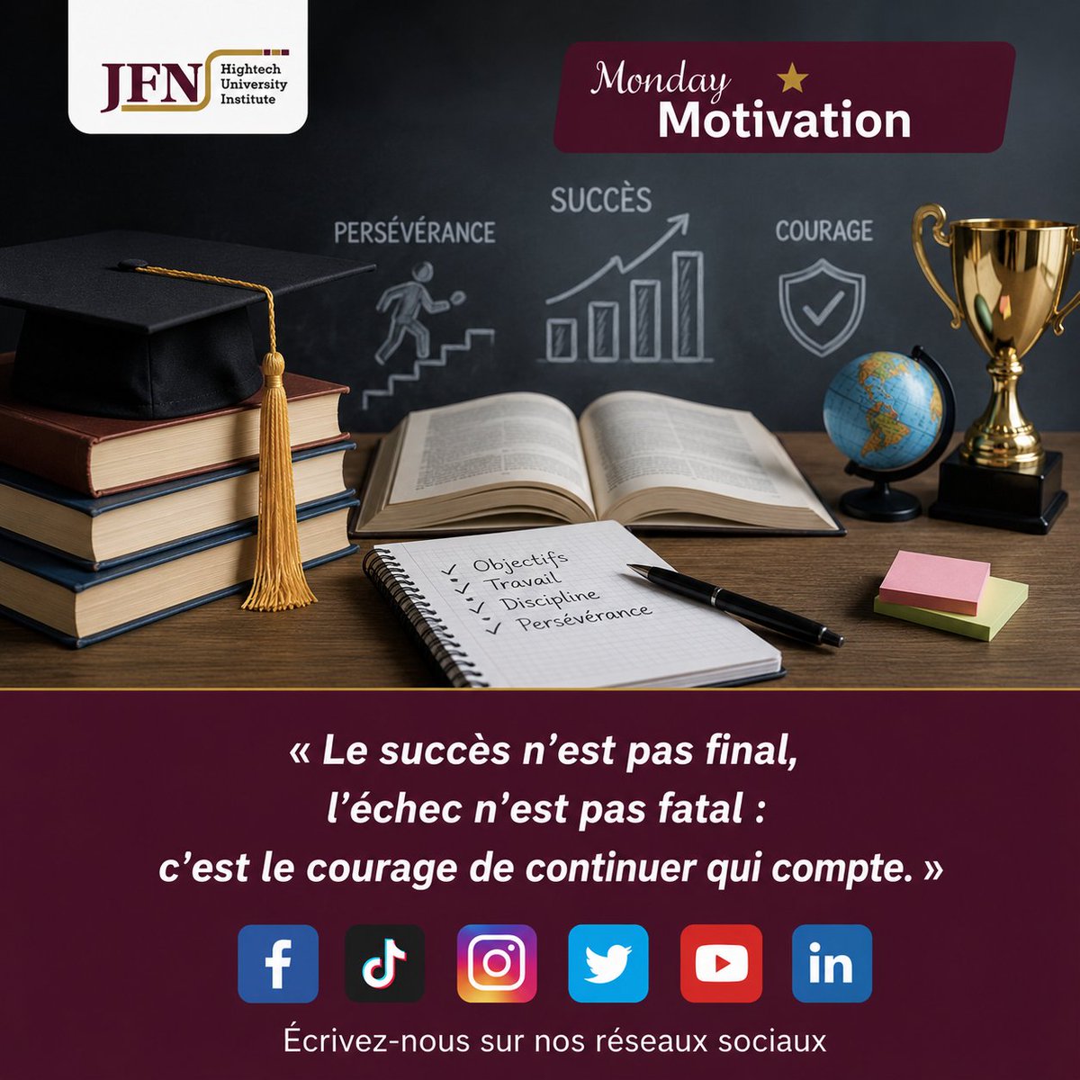 Jfnit's tweet photo. Success is built one effort at a time. 📚💪
Failures are lessons, perseverance is power, and courage changes everything. 🚀🔥
#MondayMotivation #JFNHUI #Success #Excellence #FutureLeaders https://t.co/BasddsP6IO