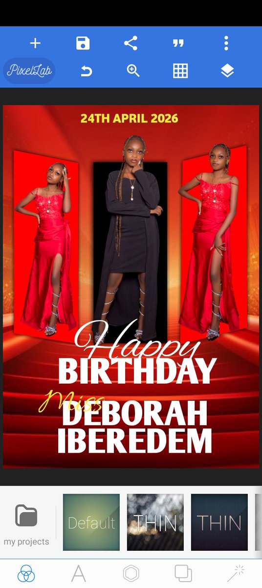 preshjay000's tweet photo. Here is a recent birthday visual created for Miss Deborah Iberedem. By leveraging the layering and lighting tools in PixelLab, I’ve crafted a high-end, cinematic look that proves professional results are all about the skill behind the tool.
​#GraphicDesign #PixelLab #MobileDesign https://t.co/XtMqlraIjO