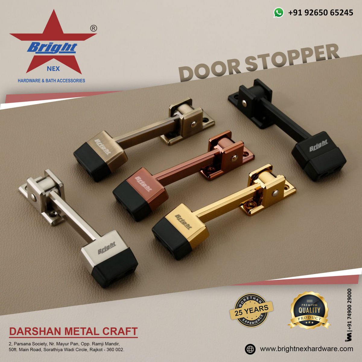 ibais_hardware's tweet photo. DARSHAN METAL CRAFT (RAJKOT)
Mr. Rajesh Patel - 92650 65245
https://t.co/IwSkxbVHrL
.
#DoorStopper #HardwareFittings #DarshanMetalCraft #BrightNex #ArchitecturalHardware #HomeSecurity #InteriorDesign #RajkotHardware
.
@ibais_hardware https://t.co/OgAGkIIzga