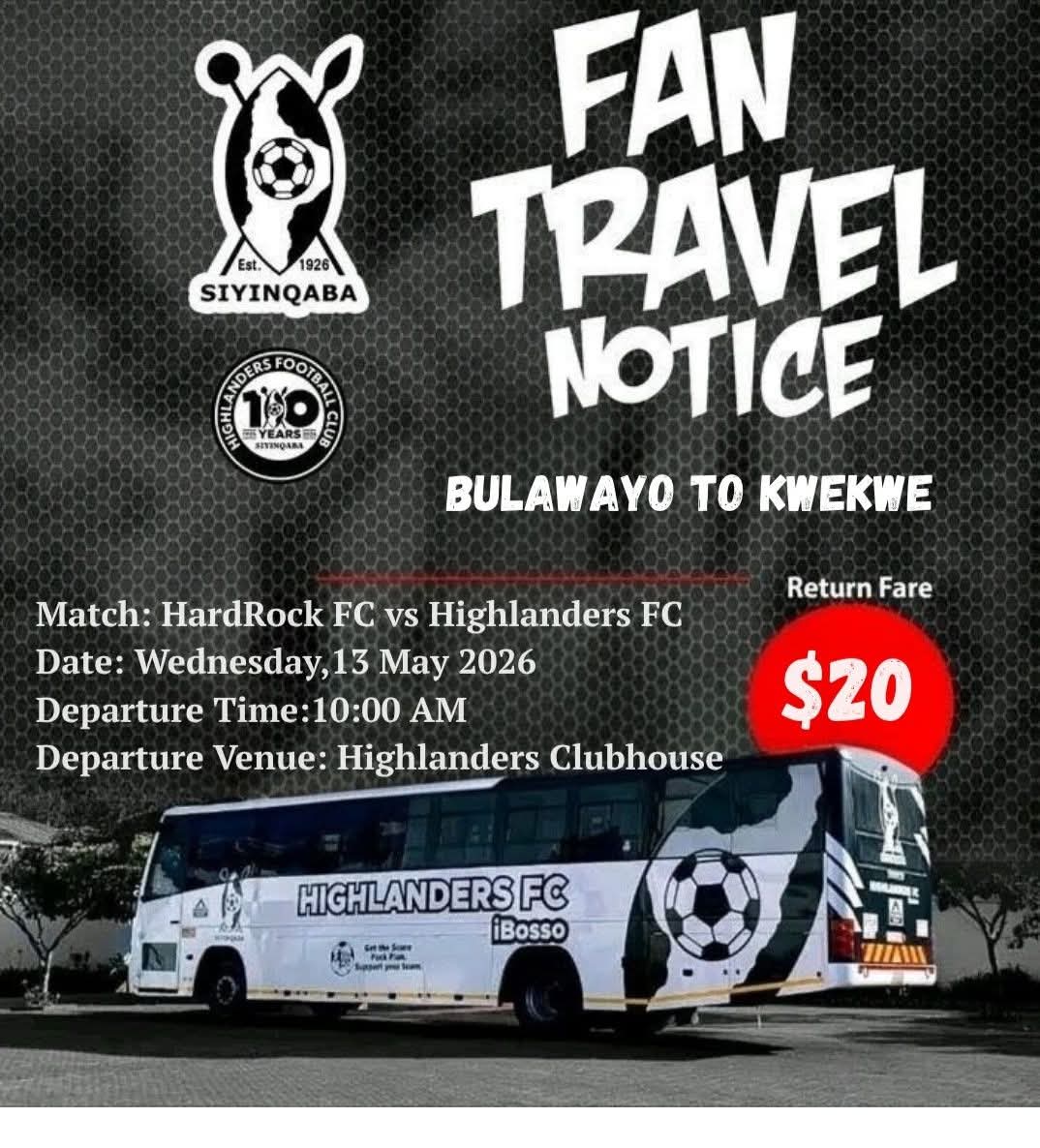 HighlanderBosso's tweet photo. Fan Travel Notice: Join Us This Wednesday 

Tickets are available at the Highlanders offices, located between 3rd and 4th Robert Mugabe Way.

Secure your seat now.

First-come, first-served basis. https://t.co/pipGhgYdXR