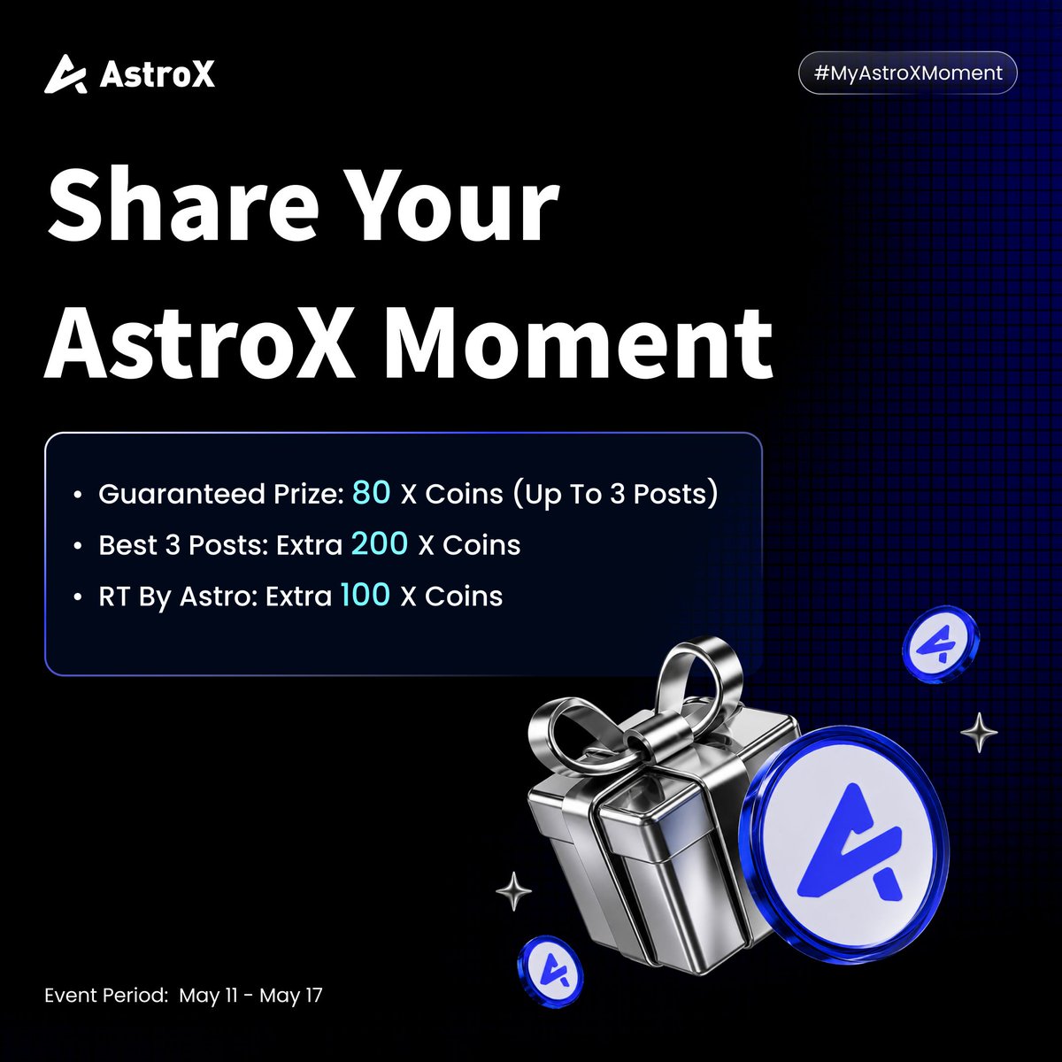 Share Your AstroX Moment ✨
A screenshot, a reflection, a complaint, a small win, or any experience you've had using AstroX matters to us. Claim guaranteed X Coins.

🫂 RT &amp; Follow
💬 Post your AstroX moment, include #MyAstroXMoment + UID

Show us the real side of using AstroX.