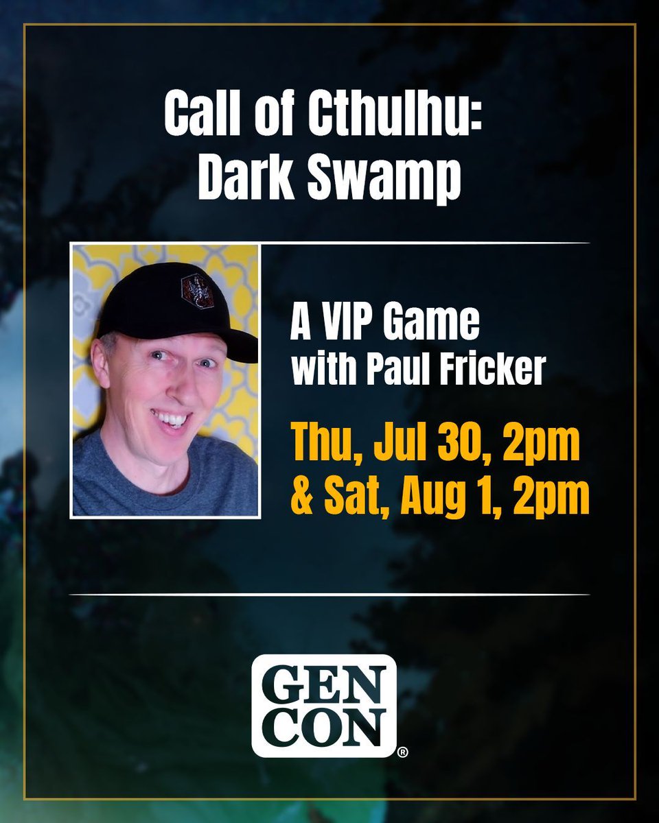 Chaosium_Inc's tweet photo. An original game run by the co-author of Call of Cthulhu, Paul Fricker. An oppurtunity Cthulhu fans won't want to miss! 

Wishlist your tickets: https://t.co/RU8qaZep6W https://t.co/tMLbHvJ5Io