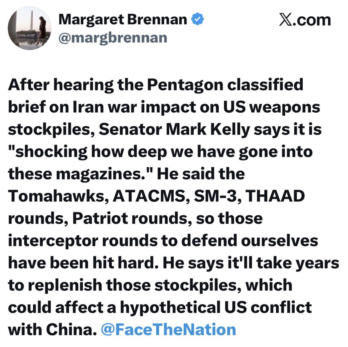 TREASON: Imagine a sitting Senator and former military officer receives an alarming classified briefing that shows we are almost out of missiles. Now imagine we’re on the brink of a negotiated peace deal with our enemy. Now imagine that Senator goes on TV and tells the world