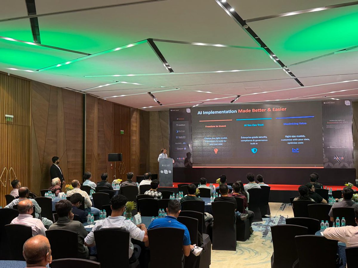 quadrasys's tweet photo. Quadra and AWS addressed exactly that with 45 founders, CTOs, and investors in Mumbai — "From Builders to Autonomy": Bedrock AgentCore, Frontier Agents live on the AWS console, and a clear path from prototype to production.

#AgenticAI #AWSPartner #Quadra #StartupIndia https://t.co/1mtMmZbXyG