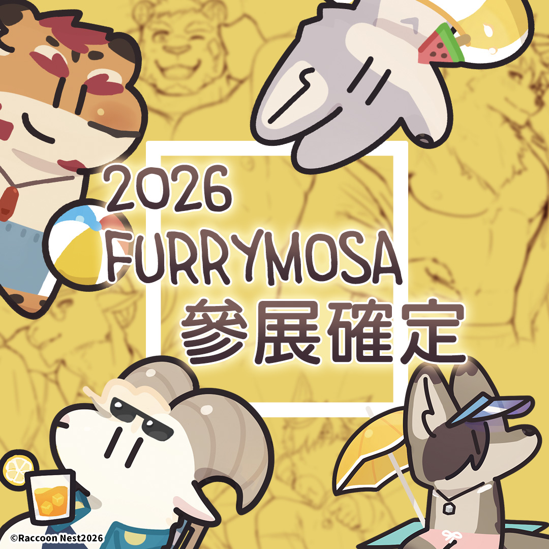 TriviaAboutYou's tweet photo. Raccoon Nest is officially heading to Furrymosa 8!
Stay tuned for more updates and reveals.

この度、Raccoon Nestが「Furrymosa8」の出展が決定いたしました！
出展内容などの続報をお楽しみに！ https://t.co/lsqzRTanOf