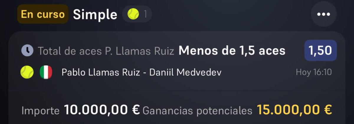 breakpointjoel's tweet photo. STAKAZO 10 SALDRÁ MUY FÁCIL 🚨 

Este stake 10 está basado en pura estadística, Pablo Llamas ha jugado 4 partidos en este másters con las previas, todos a 3 sets, y solo un ace ha hecho el español, el saque no le va mucho y si lo juntamos con la lentitud de las pistas, los restadores tienen tiempo para restar y en el peor de los casos al menos tocar la bola con la raqueta. Y encima, hoy se enfrenta a Daniil, aparte de que la diferencia de nivel aquí es enorme, y no espero un partido muy largo, el ruso resta literalmente desde la valla, ósea el tiempo para restar se multiplica. 

El año pasado en Roma:

Medvedev-Norrie —> 0 aces Norrie

Medvedev-Popyrin —> 2 aces Popyrin

Muy difícil que Medvedev se coma 2 aces de Pablo Llamas cuando no lo ha hecho ni en 4 partidos largos a 3 sets

Se que bajó la cuota y por eso, os dejo recomendaciones para subir un poco:

~ Set de Cobolli @1.14
~ 2-0 Jannik Sinner @1.10
~ Gana Rodionov @1.17
~ Gana Skatov @1.22

Obviamente meted solamente una, elegid la que queráis, pero no metáis todas ✊🏼