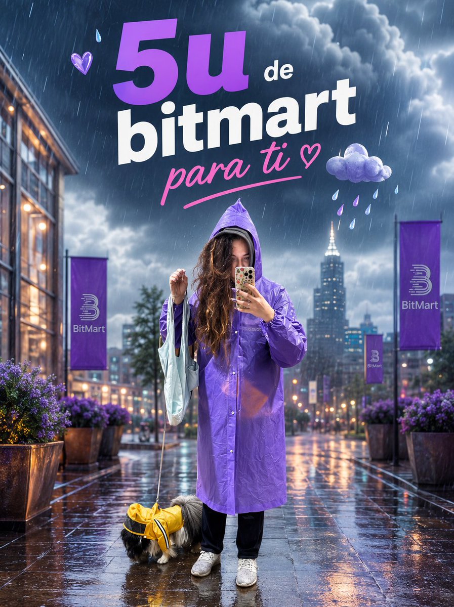 Elenoxica's tweet photo. ☔ dicen que después de la lluvia siempre sale el sol… y supongo que también aplica al bear market 😏

ayer fue el último día de lluvias y ahí estaba yo, en impermeable con mi perro, sobreviviendo como podíamos 😭🐶

así que toca celebrarlo 🎁 #GIVEAWAY
5 USDT para nuevos usuarios 💸
Cómo participar:
1️⃣ Regístrate en BitMart → https://t.co/JRORrBU2Zq
2️�� Sígueme
3️⃣ Like ❤️ + repost 🔁
4️⃣ Comenta tu BitMart ID + ☔

📍 Solo España & LATAM
🆕 Solo cuentas nuevas registradas desde 11/05/2026
🎲 10 ganadores al azar en 4 dias
porque hasta la temporada de lluvia se acaba… el bear market también 😌🔥