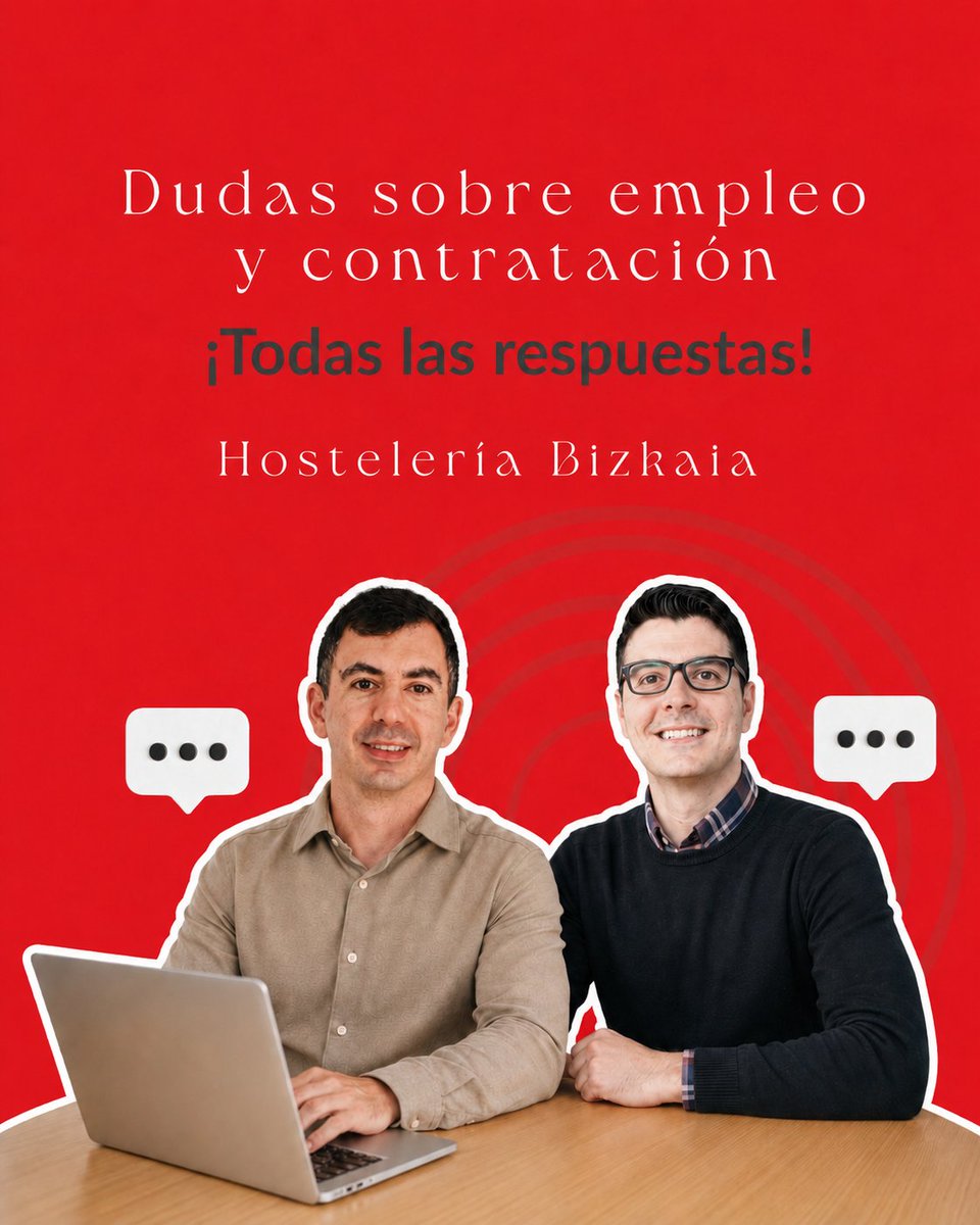 asochostbizkaia's tweet photo. 🗣 Nos habéis enviado vuestras dudas sobre contratar en Hostelería y...¡las resolvemos todas!
Aitor y Alejandro responderán en 30 min el 18 de mayo a las 16:30. No te lo pierdas, ¡anótalo en tu agenda!

Enlace al directo:🔗 https://t.co/UuQHOcbuJ7

#HosteleriaBizkaia @Jobfie https://t.co/pd0QzjwQAP