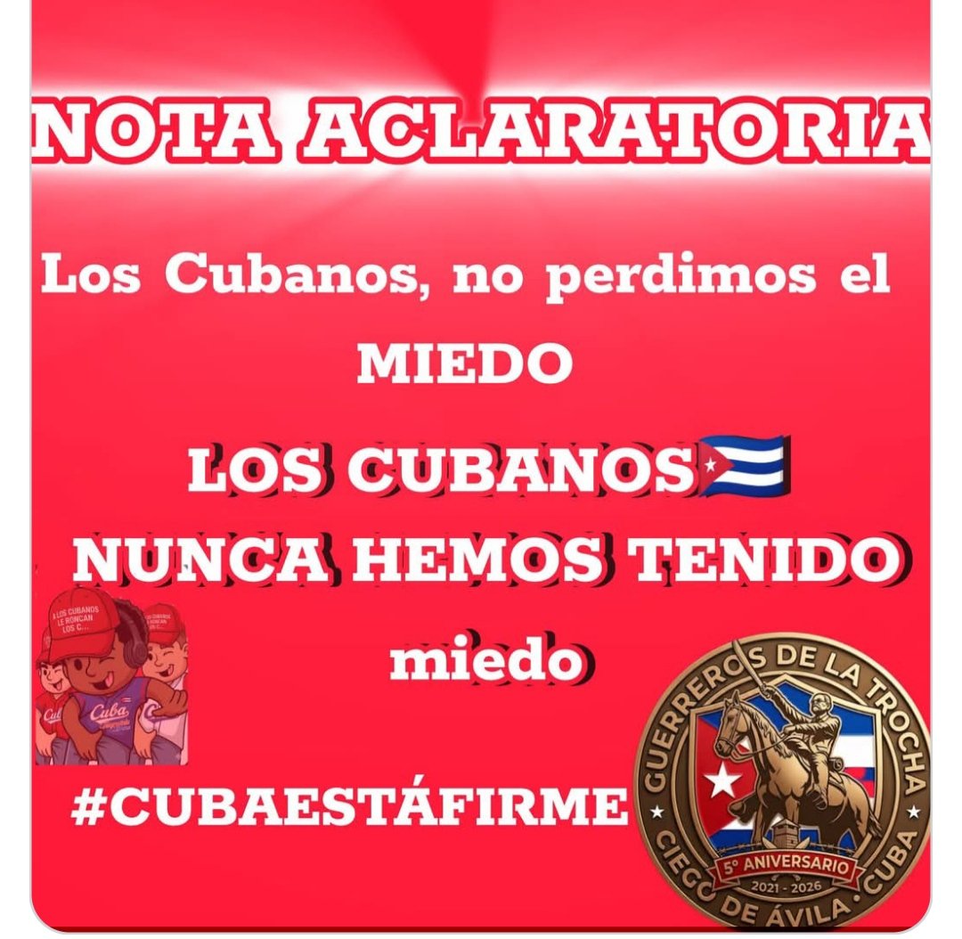 RMCiegodeAvila's tweet photo. #CubaEstáFirme y sus #FARCuba ratifican lo dicho por el comandante en Jefe Fidel Castro:
No cederemos ante chantajes, amenazas ni agresiones. 
A #CubaSeRespeta https://t.co/r7w9MNl0yX