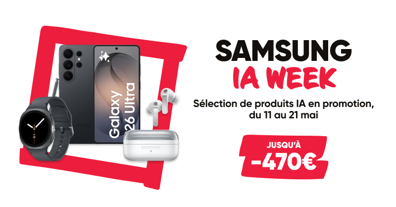 Fnac's tweet photo. #SamsungWeek 📱 La Samsung IA Week débarque à la Fnac !
💫 Profitez de jusqu'à 470€ de remise sur notre sélection de produits IA : smartphones, écouteurs et montres connectées.
👉https://t.co/UWz9GEudEt https://t.co/FSzJrOQgAT