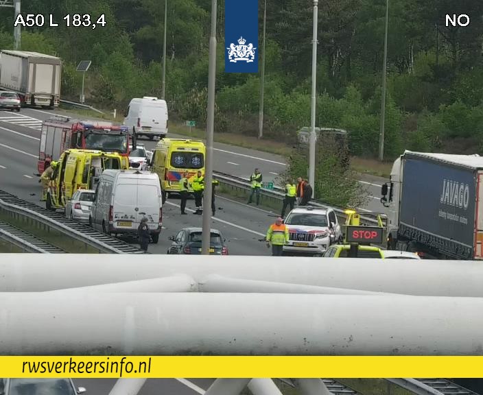 Ongeval op A50 bij Arnhem-Centrum
