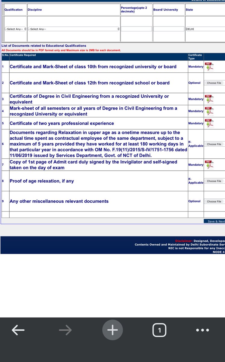 speakitloud1's tweet photo. @dsssbofficial  
Issue in uploading e-dossier documents in 803/22 post I.e MCD AE . Qualification options having issues . As attached . Unable to select from qualification menu . https://t.co/qH1P0fsoIV