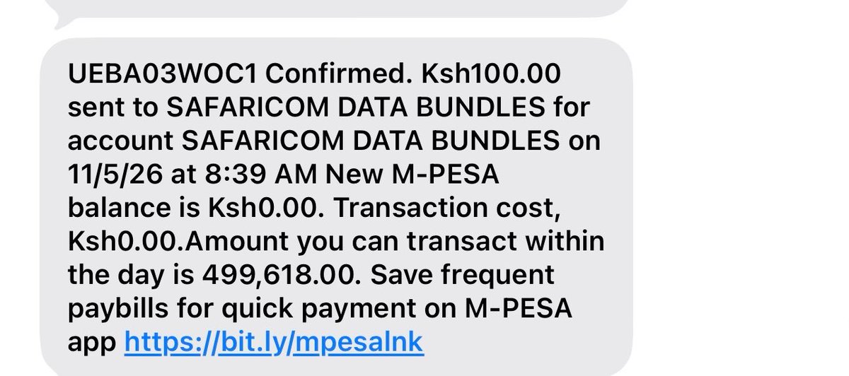 brendonebrahim's tweet photo. @Safaricom_Care i have received bundles purchased what is not happening? https://t.co/xGI5uEJ9TD
